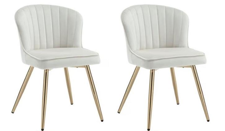 2 Nieuwe Fluwelen Eetkamerstoelen - Goudkleurige Poten, Huis en Inrichting, Stoelen, Ophalen of Verzenden