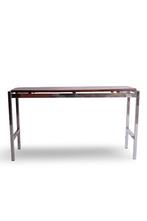 Vintage sidetable met chromen frame en zwevend houten blad, Ophalen, Gebruikt, ., .