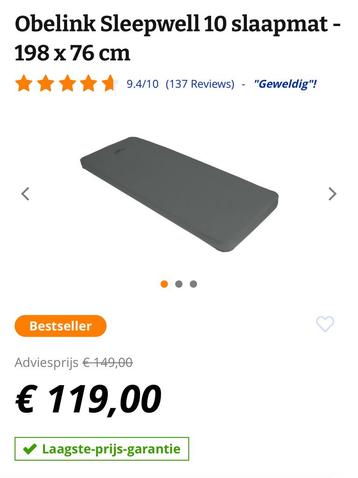 Obelink sleep super well self inflatable matras beschikbaar voor biedingen