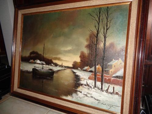 *Prachtig groot gesigneerd schilderij -Vermeld in PIRON, BAS, Antiek en Kunst, Kunst | Schilderijen | Klassiek, Ophalen of Verzenden