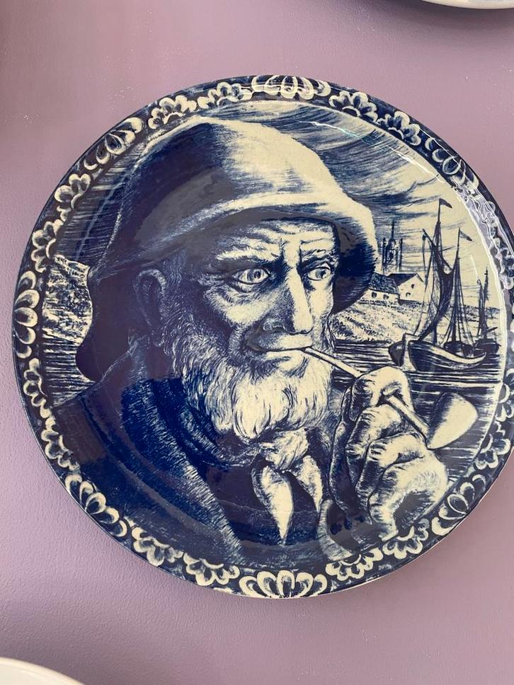Delftsblauw Wandbord Visser - Goede Staat boch, Antiek en Kunst, Antiek | Wandborden en Tegels, Ophalen of Verzenden