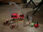 Playmobil Brandweer Ladderwagen & Brandweerhuis, Ophalen of Verzenden, Gebruikt, Complete set