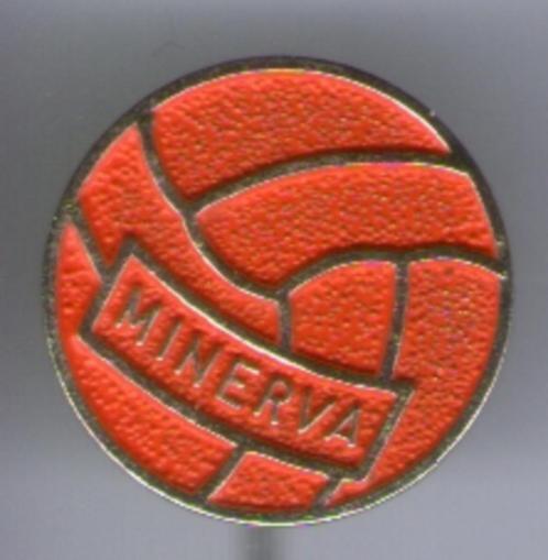 Minerva rood op koper voetbal speldje ( Z_185 ), Verzamelen, Speldjes, Pins en Buttons, Zo goed als nieuw, Speldje of Pin, Merk