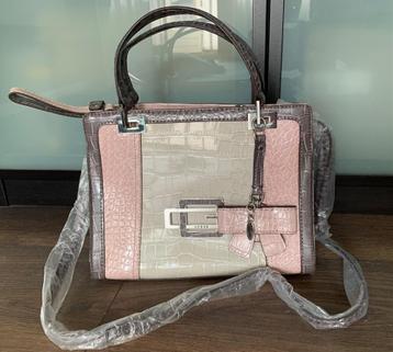 Guess Gelakte tas handtas damestas roze taupe slangenhuid beschikbaar voor biedingen
