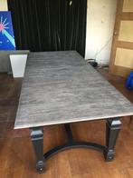 Eettafel 250 x 110 gebrand eiken blad, Huis en Inrichting, Tafels | Eettafels, Ophalen, Gebruikt, 100 tot 150 cm, 200 cm of meer