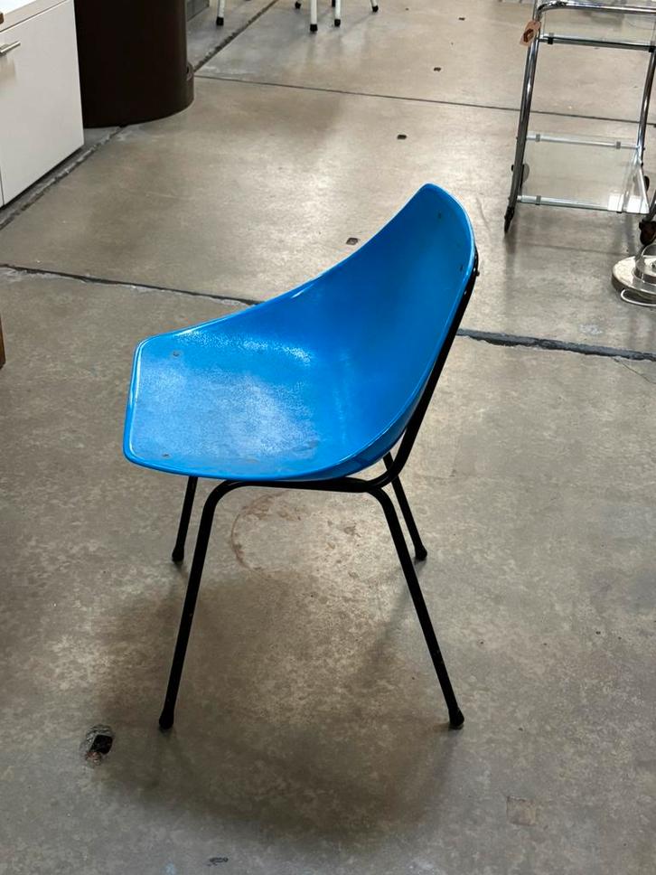 Vintage design stoel, Huis en Inrichting, Stoelen, Gebruikt, Eén, Kunststof, Blauw, Ophalen