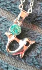Ketting dolfijn aquamarijn steentje, Sieraden, Tassen en Uiterlijk, Kettingen, Verzenden, Nieuw, Zilver, Met hanger
