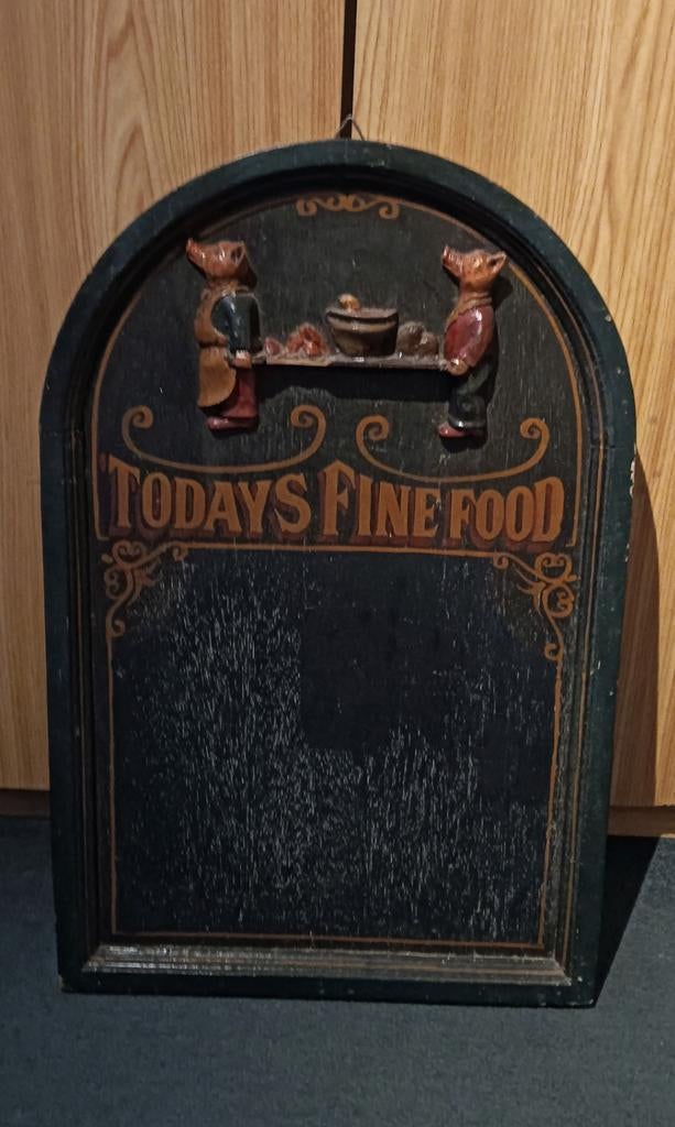 Vintage Krijtbord met Varkens, Ophalen of Verzenden, Gebruikt, Krijtbord