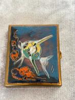 Vintage koper pasfoto lijstje met emaille kunst vis, Ophalen of Verzenden