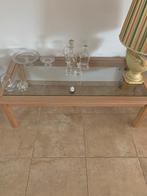 Glazen Salontafel met Houten Frame, Ophalen, 100 tot 150 cm, Minder dan 50 cm, Rechthoekig