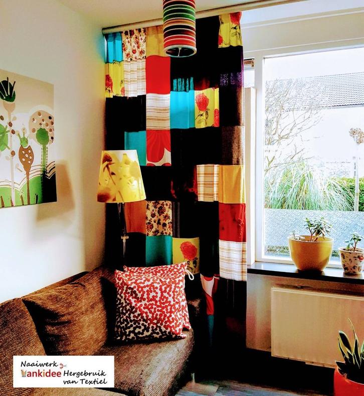 Patchwork gordijnen van jouw textiel | Ankidee Naaiatelier, Huis en Inrichting, Stoffering | Gordijnen en Lamellen, Nieuw, 200 cm of meer