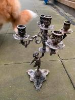 Antieke kandelaar met engel, Ophalen of Verzenden, Koper of Brons