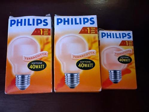 3 Philips Softone gloeilampen terracotta 40W peer NIEUW gr.f, Huis en Inrichting, Lampen | Losse lampen, Nieuw, Gloeilamp, 30 tot 60 watt