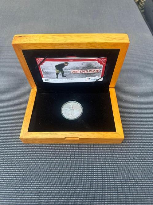 Jaap Eden Vijfje 2019 – Eerste Slag – Zilver Proof – in hou, Postzegels en Munten, Munten | Nederland, 5 gulden, Zilver, Ophalen of Verzenden