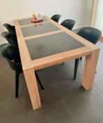 EIKEN EETTAFEL MET BELG.HARDSTEEN 2.40x1m, Huis en Inrichting, Tafels | Eettafels, Ophalen, Landelijk/ modern, Gebruikt, 200 cm of meer