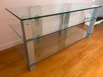 Tv meubel te koop (glas) 125x43x56  lxbxh, 100 tot 150 cm, Ophalen of Verzenden, Modern, Glas