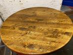Mooie grote ronde eikenhouten tafel 125cm en 6cm dik blad, Ophalen, Gebruikt, Rond, Vijf personen of meer