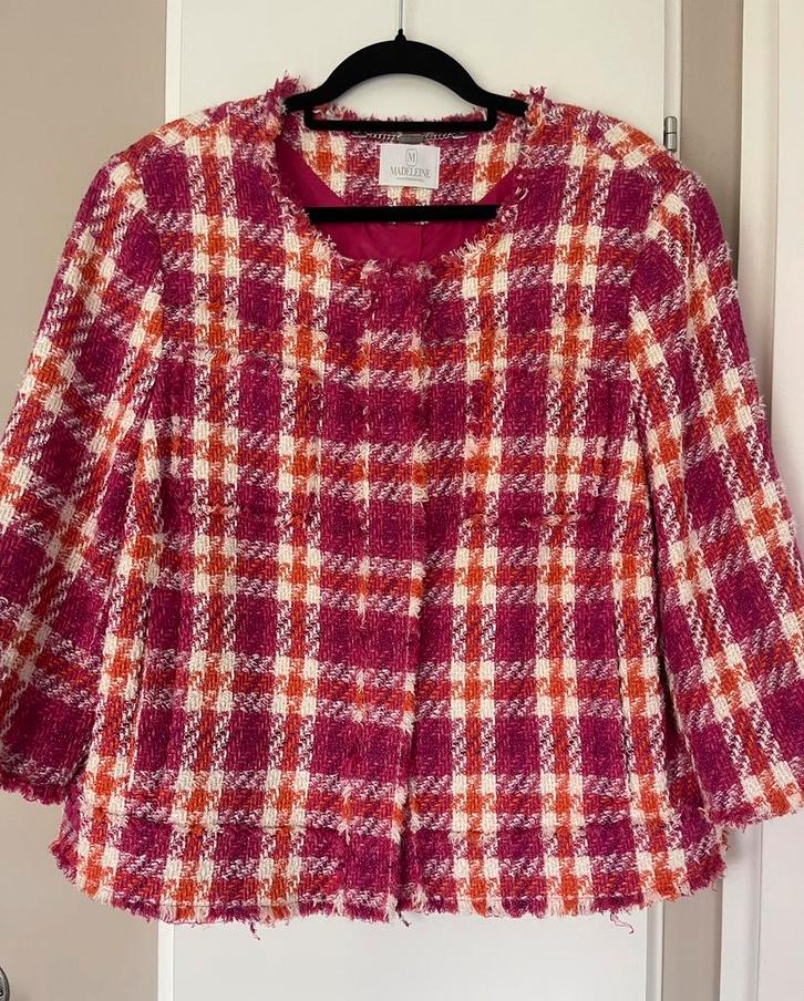 Madeleine prachtig tweed jasje  maat 48, Kleding | Dames, Grote Maten, Zo goed als nieuw, Jasje of Colbert, Roze, Ophalen of Verzenden