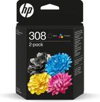 HP 308 zwarte en driekleurige inktcartridge - GRATIS BEZORGD, Verzenden, Nieuw, Cartridge, HP
