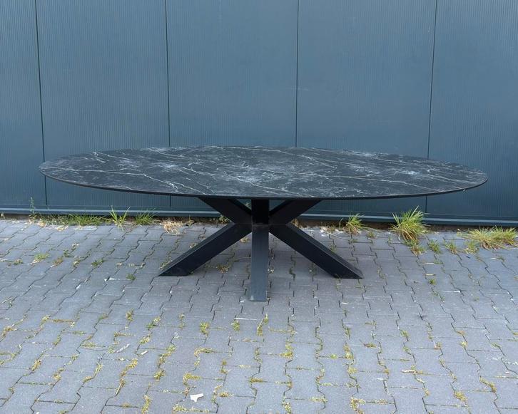 Marmer look ovale eettafel 260 x 120 cm, Huis en Inrichting, Tafels | Eettafels, Ophalen