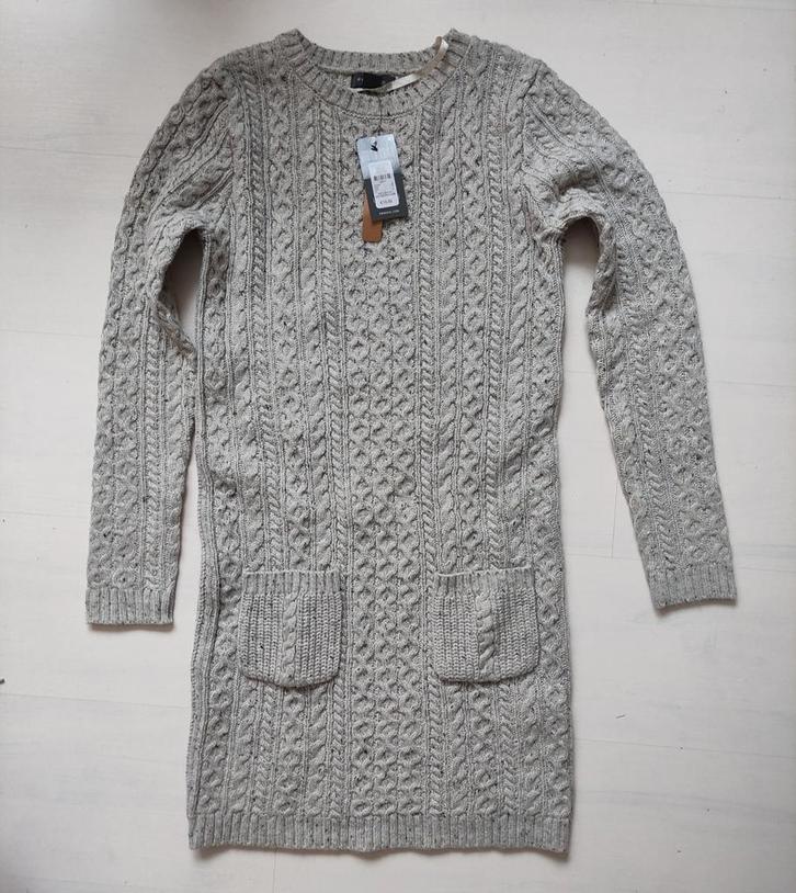 Lichtgrijze Gebreide Jurk, Kleding | Dames, Jurken, Nieuw, Maat 36 (S), Grijs, Boven de knie, Ophalen of Verzenden