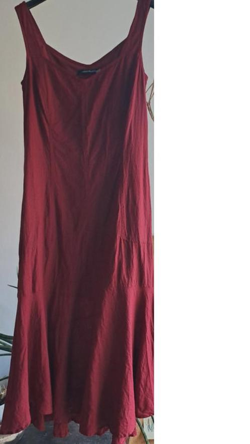 Linnen jurk wijnrood 40, Kleding | Dames, Jurken, Nieuw, Maat 38/40 (M), Rood, Onder de knie, Verzenden
