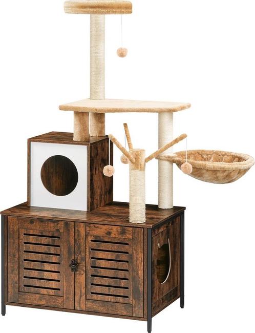 Nieuw-All-In-One kattenmeubel-Krabpaal-Bruin - 70x132x48cm, Dieren en Toebehoren, Krabmeubelen, Nieuw, Krabpaal, Ophalen of Verzenden