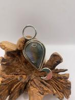 Zilveren hanger met labradoriet, Sieraden, Tassen en Uiterlijk, Kettinghangers, Ophalen of Verzenden, Nieuw, Zwart, Zilver