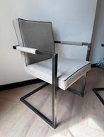 6 Taupe eetkamerstoelen (4 met arm, 2 zonder), Huis en Inrichting, Stoelen, Ophalen of Verzenden, Zo goed als nieuw, Metaal, Grijs