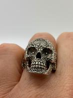 Z364 Prachtige zilveren designer ring skull maat 20, 20 of groter, Ophalen of Verzenden, Zo goed als nieuw, X