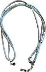 Pimps & pearls leren ketting/armband grijs/taupe met kristal, Met kristal, Overige materialen, Ophalen of Verzenden, Zo goed als nieuw