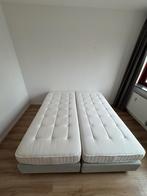 Licht grijze boxspring met eenpersoons matrassen, Ophalen, Gebruikt, Tweepersoons, 180 cm