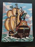 VOC schip gobelin geborduurd lap vintage 48x38 cm, Ophalen of Verzenden