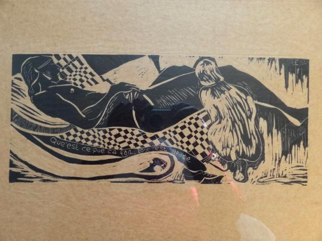 Linosnede "Qu'est ce que ça fait, Tout est grâce" 35 x 46 cm, Antiek en Kunst, Kunst | Overige Kunst, Verzenden