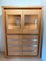 Massief eiken buffetkast / vitrine kast, Ophalen, Zo goed als nieuw, 25 tot 50 cm, 200 cm of meer