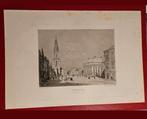 Gravure van de Grote Markt in Groningen, Antiek en Kunst, Kunst | Etsen en Gravures, Ophalen of Verzenden
