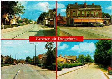 Ansichtkaart Drogeham, straatjes, café-restaurant beschikbaar voor biedingen