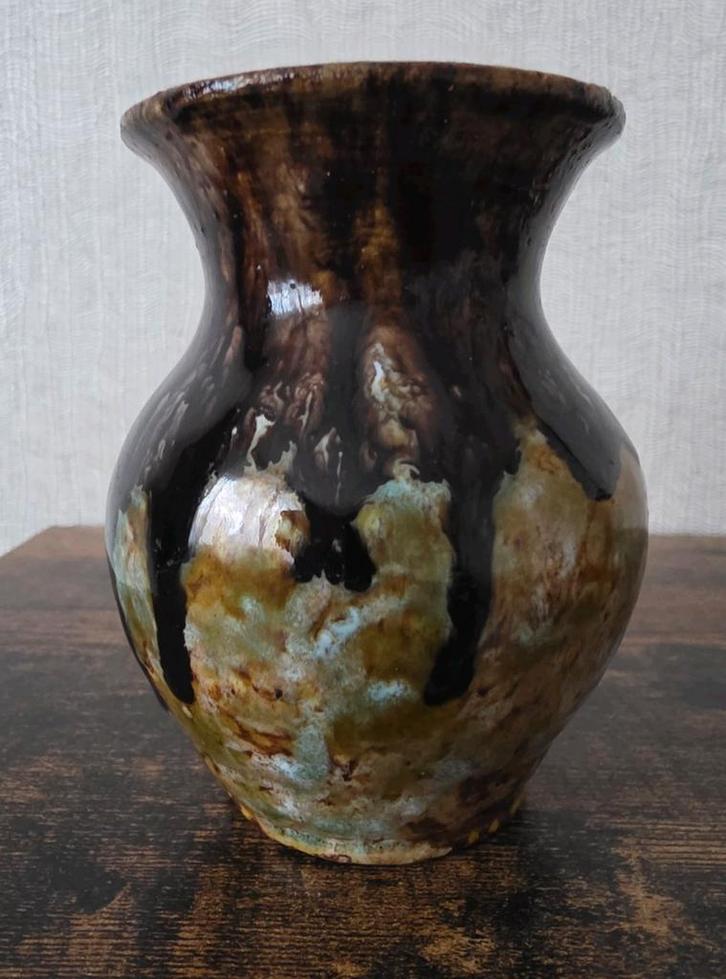 Antiek vaasje aardewerk - 10 cm, Antiek en Kunst, Antiek | Vazen, Ophalen of Verzenden