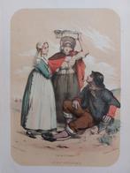 52 /  Visser en Vlaardingse vrouw in Schevingen steendruk, Antiek en Kunst, Ophalen of Verzenden