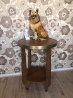 Vintage rooktafel met messing, art deco bijzettafel rond, Antiek en Kunst, Ophalen