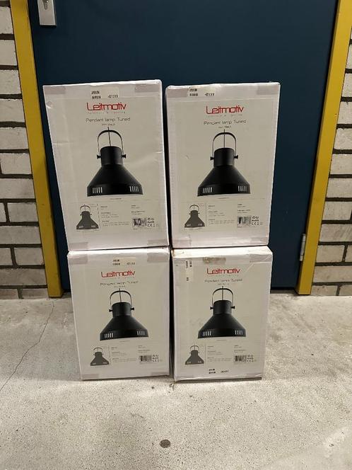 4x Leitmotiv Tuned - Hanglamp - IJzer - Ø35 x 43 cm - Zwart, Huis en Inrichting, Lampen | Hanglampen, Nieuw, Minder dan 50 cm