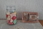 Leuke set badproducten, pot met zeepjes + bakje met zeep, Ophalen of Verzenden