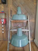 Industriële emaille hanglampen , groene fabriekslampen, Ophalen of Verzenden, Gebruikt, Minder dan 50 cm