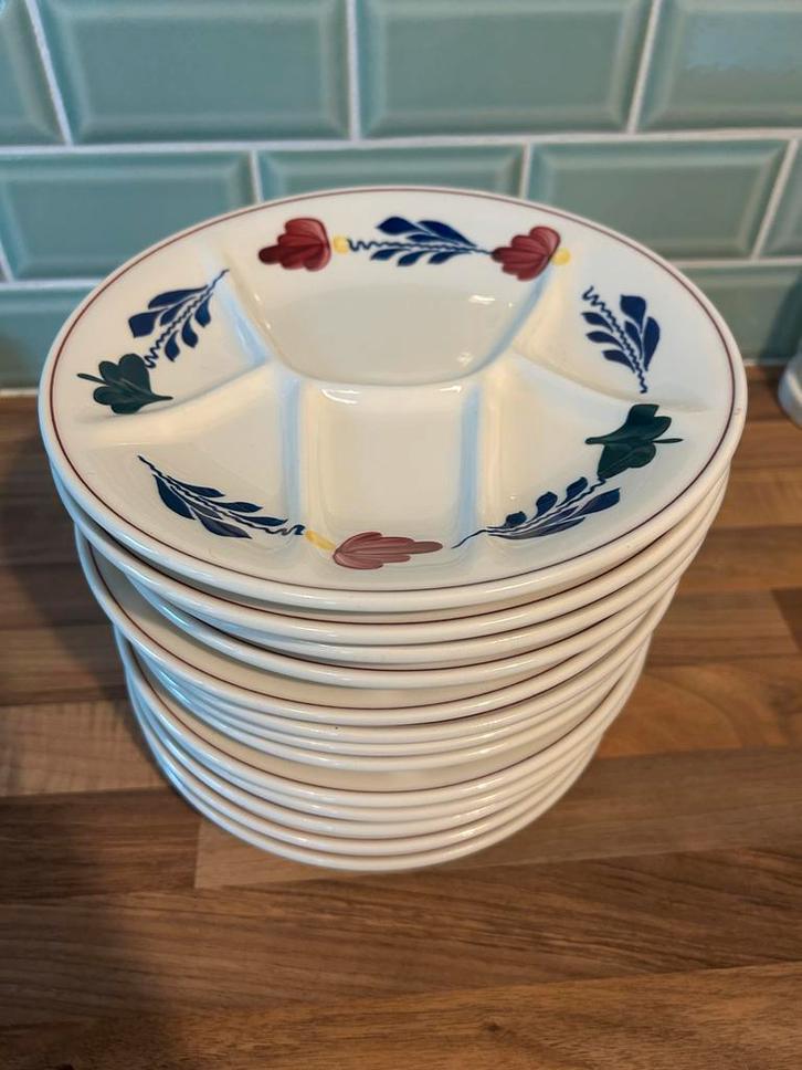 Boerenbont Fondue Borden - 13 stuks, Huis en Inrichting, Keuken | Servies, Gebruikt, Bord(en), Boerenbont, Aardewerk, Ophalen of Verzenden