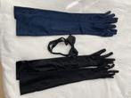 Zwarte en blauwe gala handschoenen en strikje, Kleding | Dames, Mutsen, Sjaals en Handschoenen, Onbekend, Ophalen, Maat 38/40 (M)