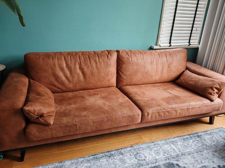 3-zits Bank (kleur cognac), Huis en Inrichting, Banken | Bankstellen, Gebruikt, Rechte bank, Driepersoons, 200 tot 250 cm, Minder dan 75 cm