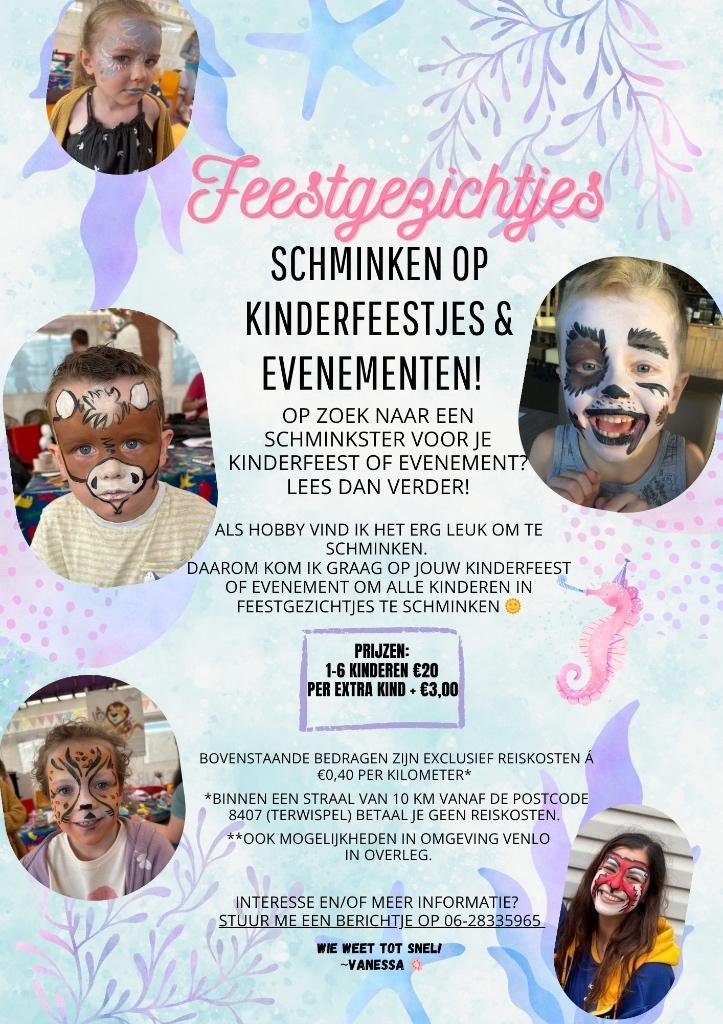 Schminken/glittertatoo’s kinderfeest, Hobby en Vrije tijd, Feestartikelen, Nieuw, Schmink, Verjaardag, Ophalen of Verzenden