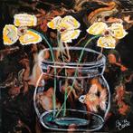 Schilderij goudvis in bloemenvaas, Antiek en Kunst, Ophalen of Verzenden