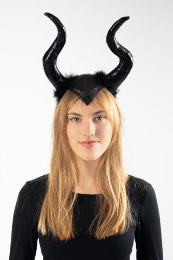Zwarte hoorns maleficent haarband heks diadeem dons glossy beschikbaar voor biedingen