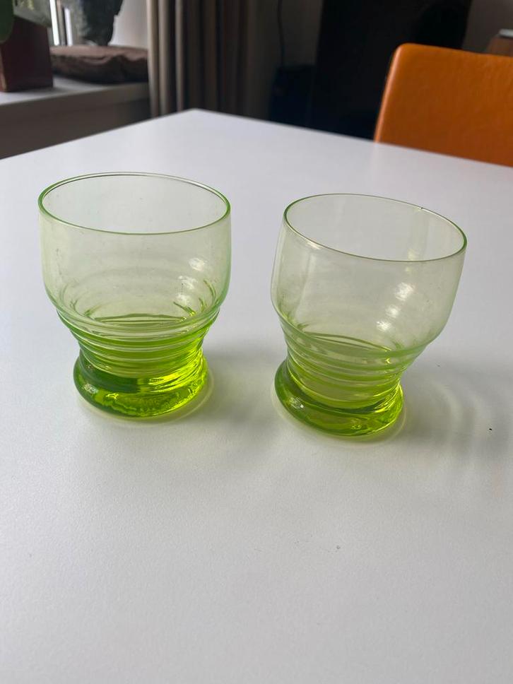 Anna Groene Waterglazen - Set van 2, Antiek en Kunst, Antiek | Glas en Kristal, Ophalen of Verzenden